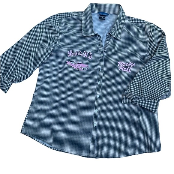 Las‎ Olas “ Lost in the 50’s “ Rock N Roll Button Up Shirt - Picture 4 of 12